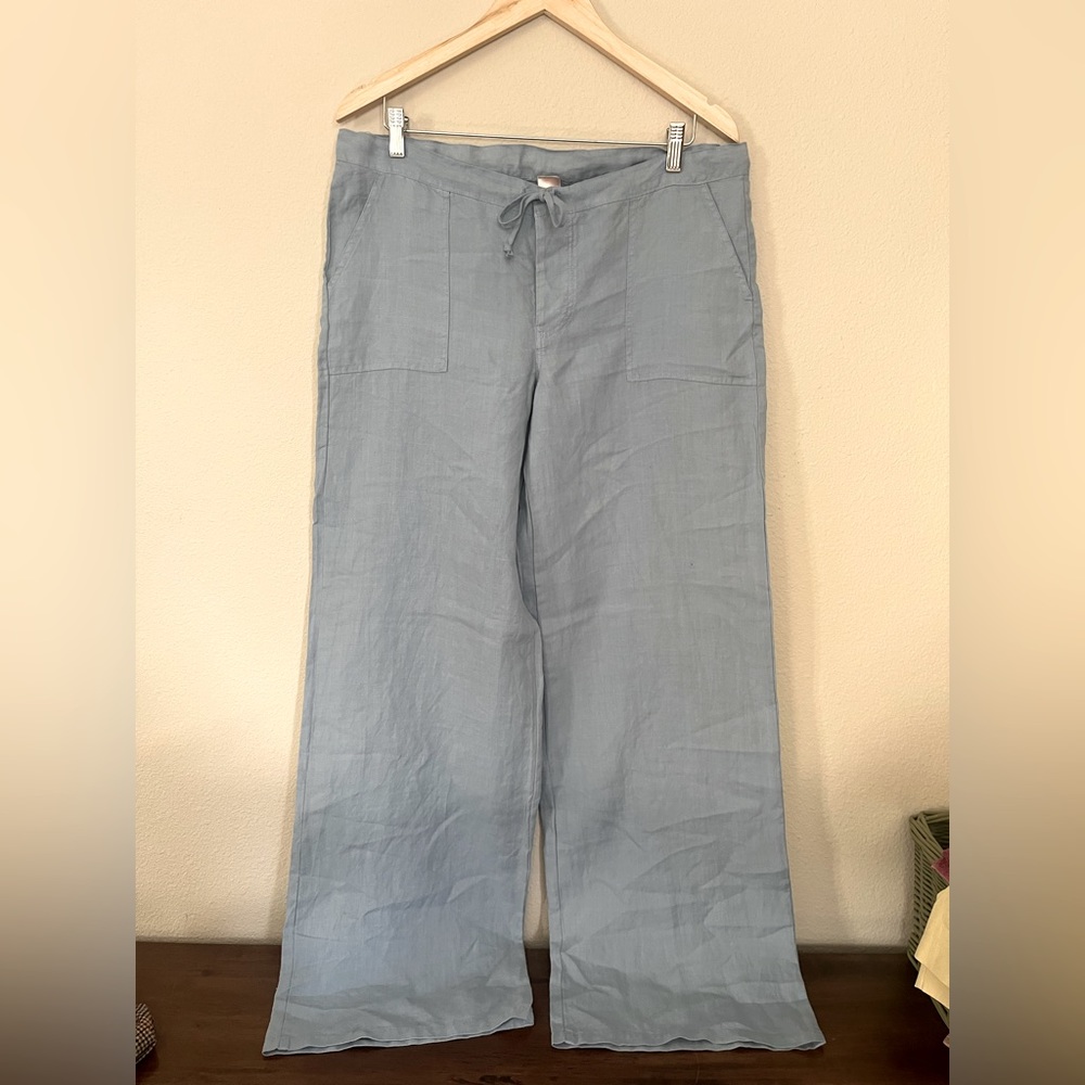 NWT Jolie baby blue color 100% linen wide leg pants.